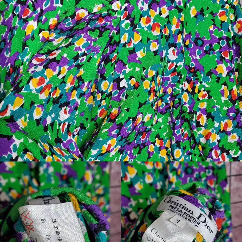 Dior Dior Green Floral Silk Long Sleeve Blouse 0089 Size M / US 6-8 / IT 42-44 - 9 Thumbnail