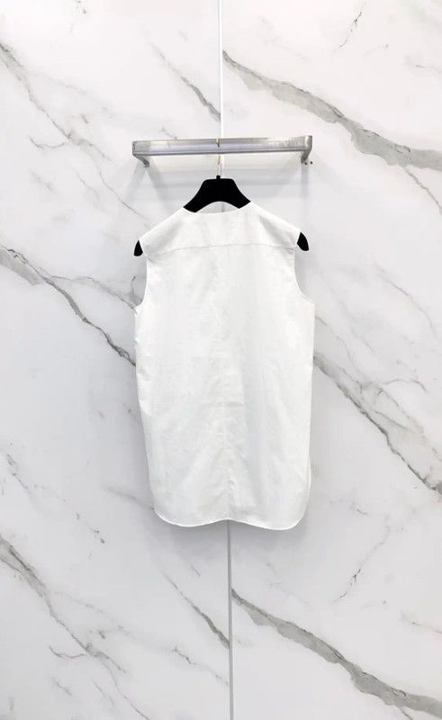 Dior Dior Women's Cotton White Sleeveless Top 0089 Size M / US 6-8 / IT 42-44 - 2 Thumbnail