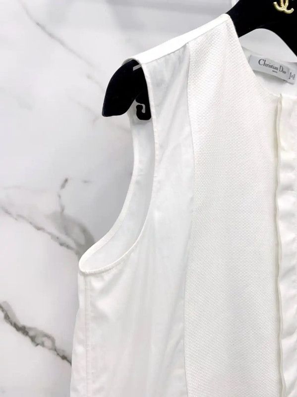 Dior Dior Women's Cotton White Sleeveless Top 0089 Size M / US 6-8 / IT 42-44 - 6 Thumbnail