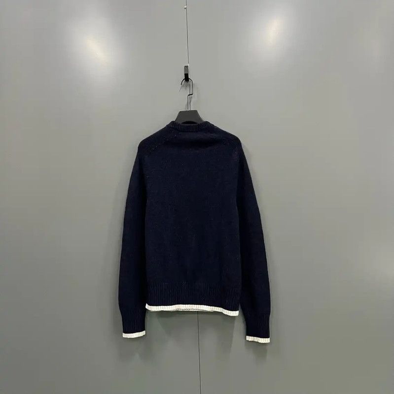 Dior Dior Navy Wool Long Sleeve Pullover Sweater 0089 Size L / US 10 / IT 46 - 3 Thumbnail