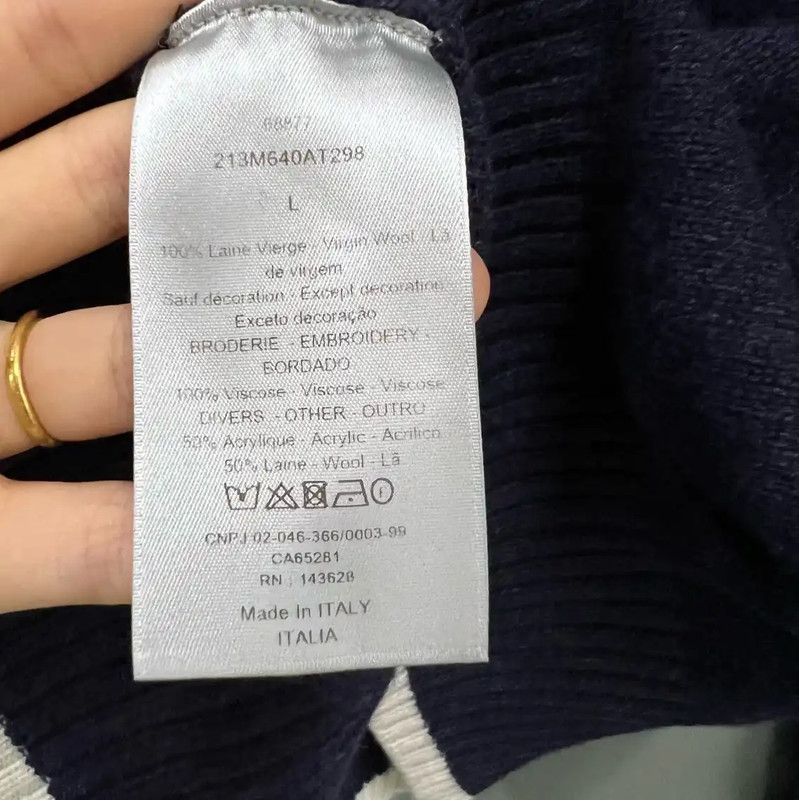 Dior Dior Navy Wool Long Sleeve Pullover Sweater 0089 Size L / US 10 / IT 46 - 4 Thumbnail