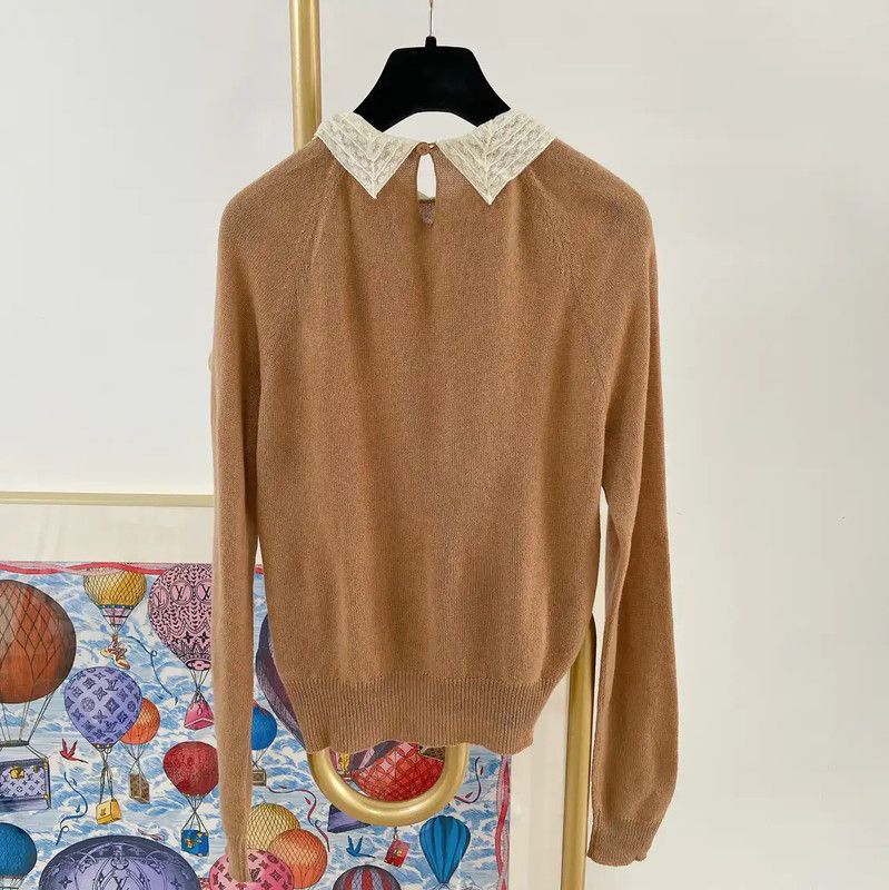 Dior Dior Brown Cashmere Long Sleeve Sweater 0089 Size S / US 4 / IT 40 - 2 Thumbnail