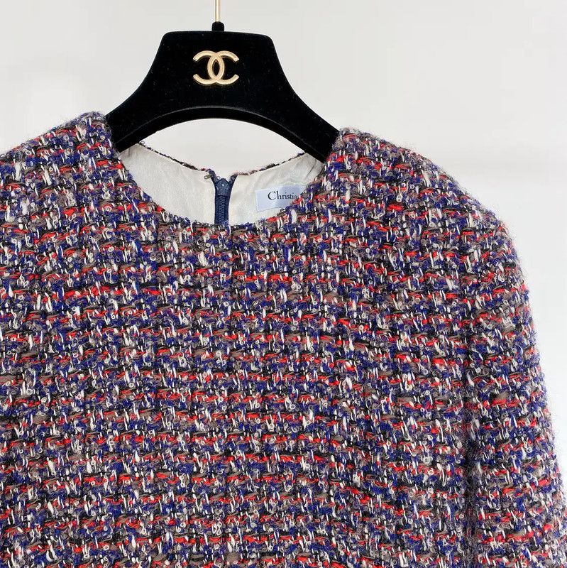 Dior Dior Multi-Color Wool Long Sleeve Dress 0089 Size S / US 4 / IT 40 - 2 Thumbnail