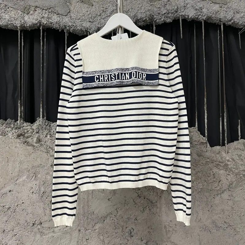 Dior Dior Striped Embroidered Long Sleeve Top 0089 Size ONE SIZE - 2 Thumbnail