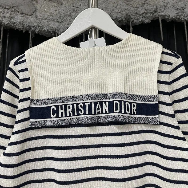 Dior Dior Striped Embroidered Long Sleeve Top 0089 Size ONE SIZE - 3 Thumbnail