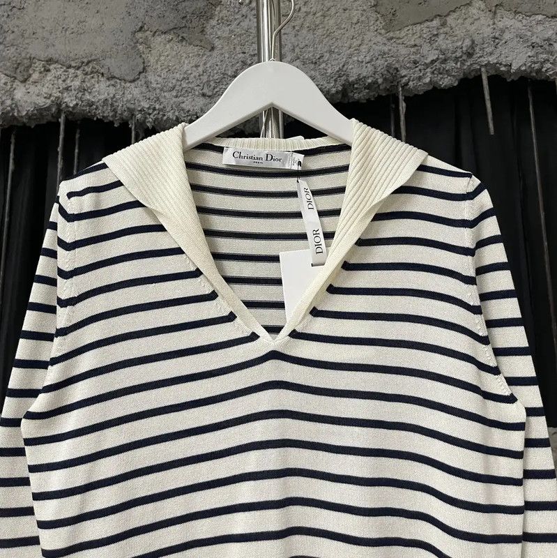 Dior Dior Striped Embroidered Long Sleeve Top 0089 Size ONE SIZE - 4 Thumbnail