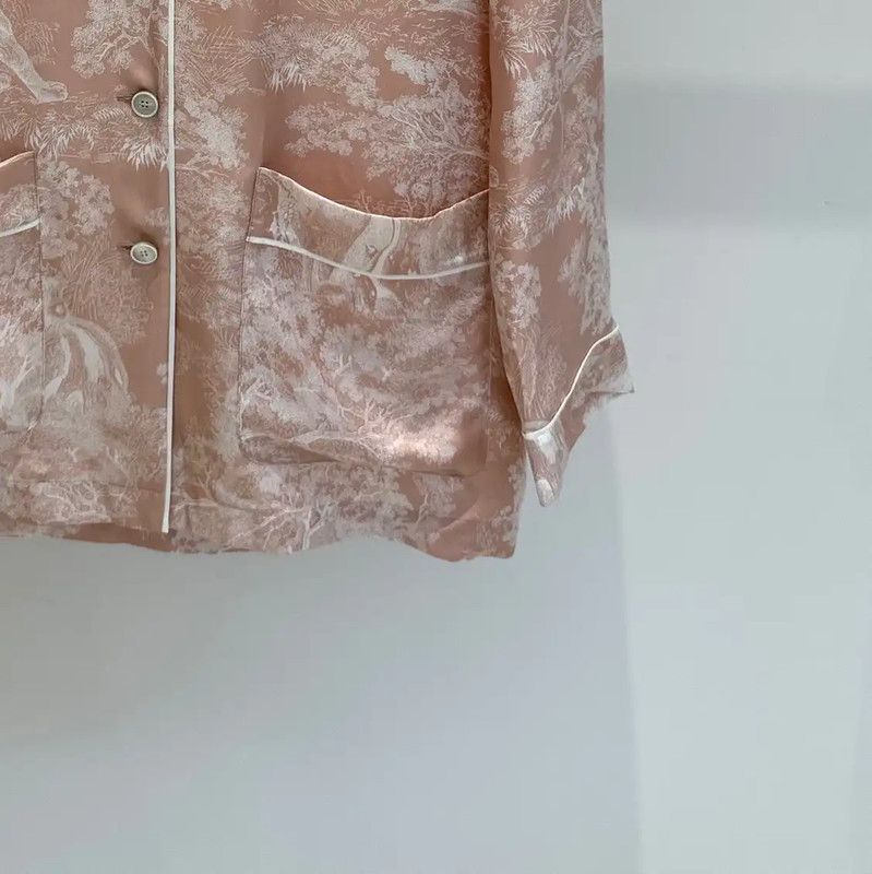Dior Dior Pink Silk Long Sleeve Blouse 0089 Size S / US 4 / IT 40 - 6 Thumbnail