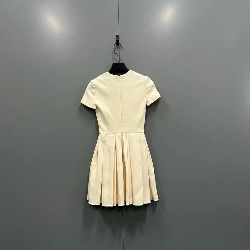Dior Summer Beige Cotton Short Sleeve Dress 0089