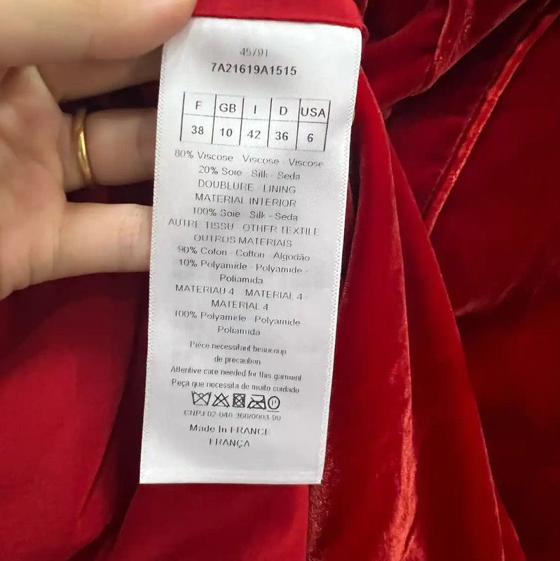 Dior Dior Red Cotton Long Sleeve Dress 0089 Size ONE SIZE - 4 Thumbnail