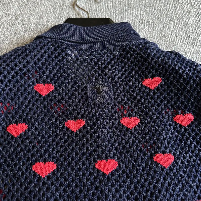 Dior Dior Spring Autumn Navy Heart Print Dress 0089 Size S / US 4 / IT 40 - 4 Thumbnail