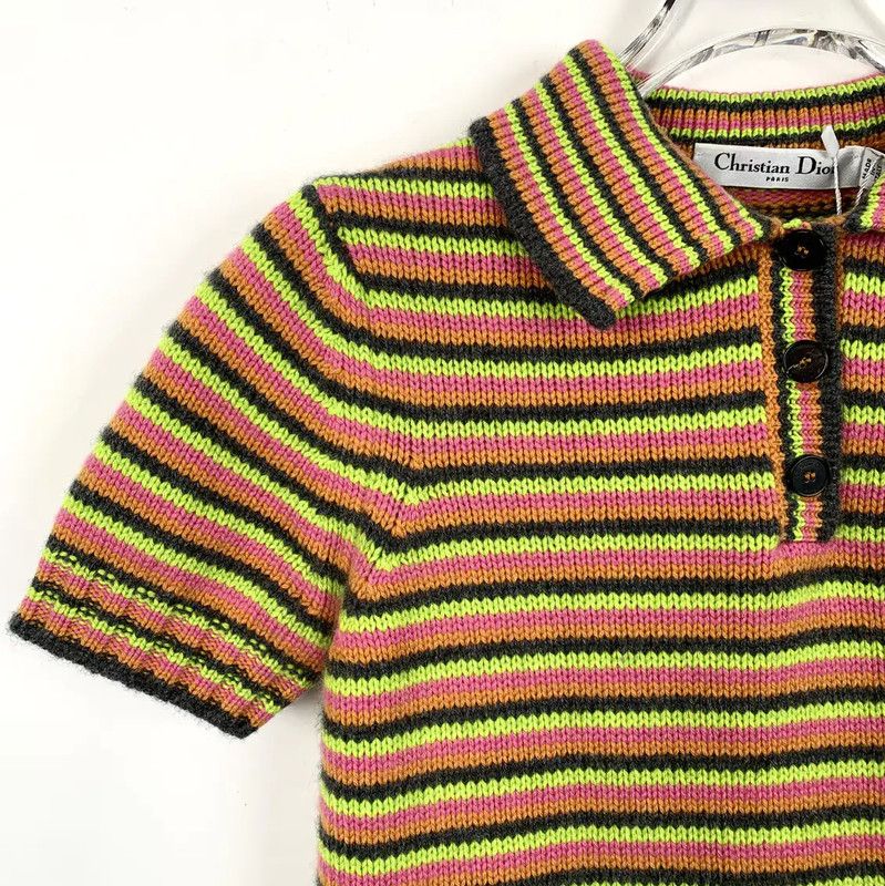 Dior Dior Colorful Wool Blend Short Sleeve Sweater 0089 Size XS / US 0-2 / IT 36-38 - 3 Thumbnail