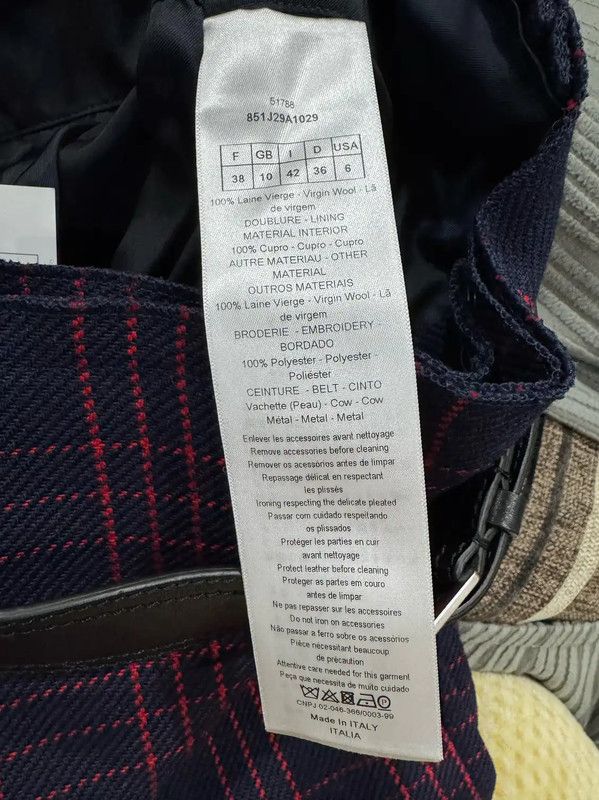 Dior Dior Women's Navy Wool Plaid Skirt 0089 Size 23" - 4 Thumbnail