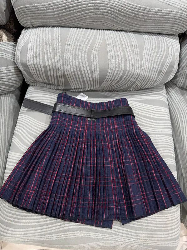 Dior Dior Women's Navy Wool Plaid Skirt 0089 Size 23" - 5 Thumbnail