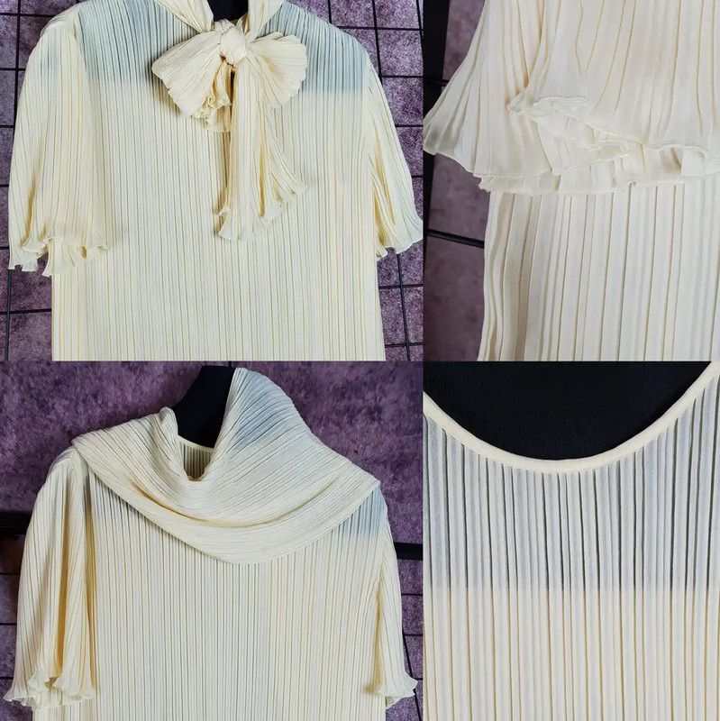 Dior Dior Summer Yellow Short Sleeve Pleated Top 0089 Size L / US 10 / IT 46 - 7 Thumbnail