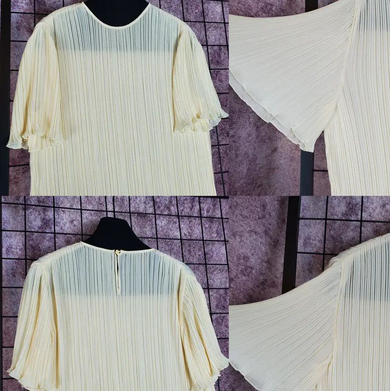 Dior Dior Summer Yellow Short Sleeve Pleated Top 0089 Size L / US 10 / IT 46 - 8 Thumbnail