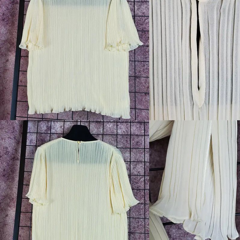 Dior Dior Summer Yellow Short Sleeve Pleated Top 0089 Size L / US 10 / IT 46 - 6 Thumbnail