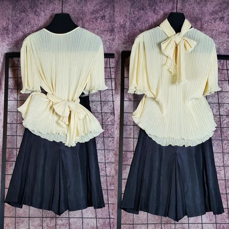 Dior Dior Summer Yellow Short Sleeve Pleated Top 0089 Size L / US 10 / IT 46 - 2 Thumbnail