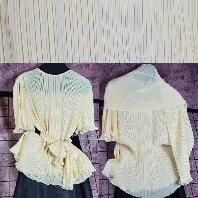 Dior Dior Summer Yellow Short Sleeve Pleated Top 0089 Size L / US 10 / IT 46 - 3 Thumbnail