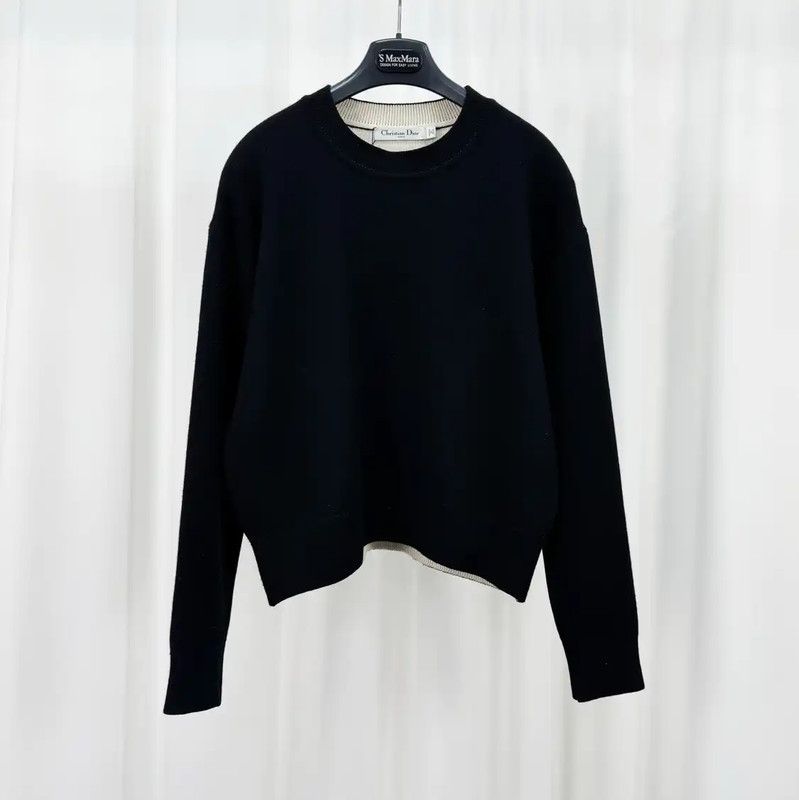 Dior Dior Black Wool Sweater with J'ADIOR Embroidery 0089 Size XS / US 0-2 / IT 36-38 - 2 Thumbnail