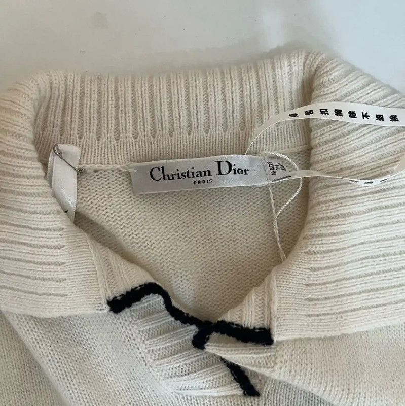 Dior Dior White Wool Women's Pullover Sweater 0089 Size L / US 10 / IT 46 - 3 Thumbnail