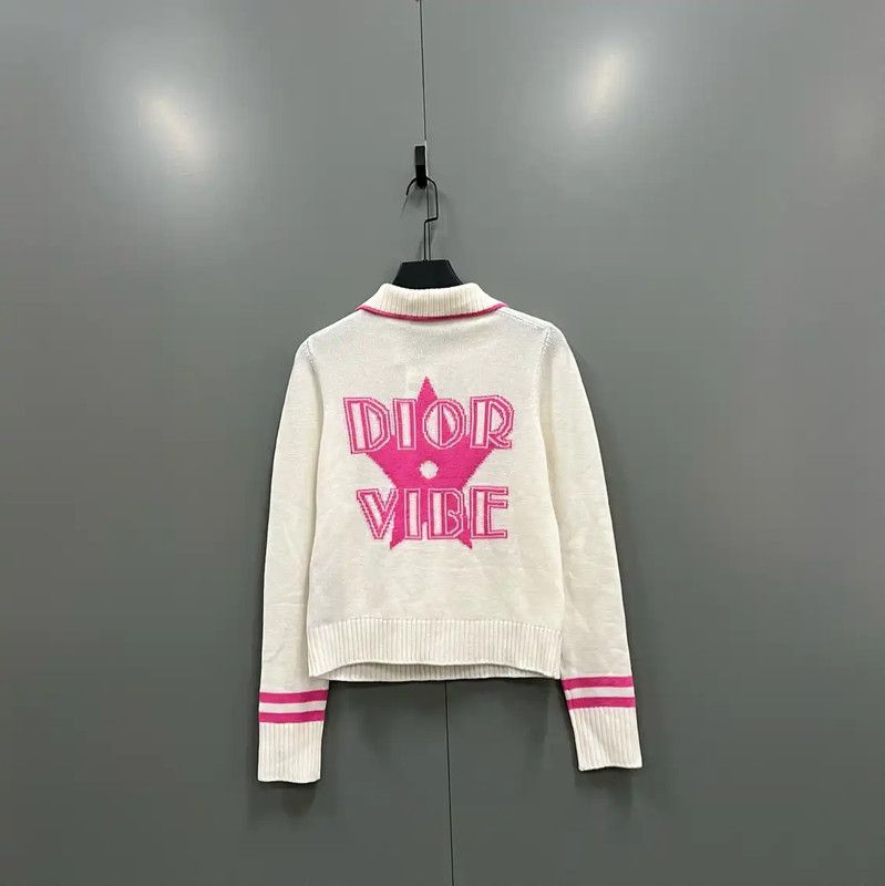 Dior Dior White Wool Striped Long Sleeve Top 0089 Size ONE SIZE - 2 Thumbnail