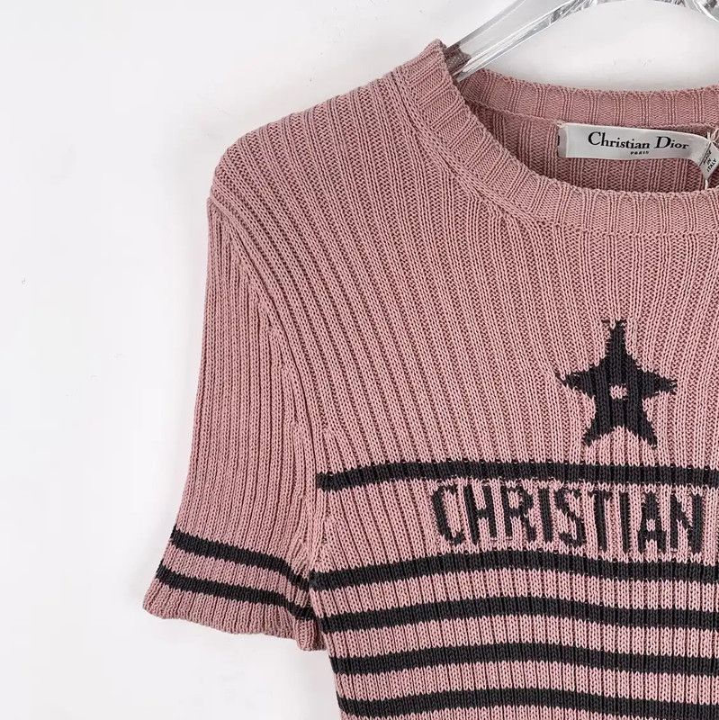 Dior Dior Pink Cotton Ribbed Pullover Sweater 0089 Size M / US 6-8 / IT 42-44 - 3 Thumbnail