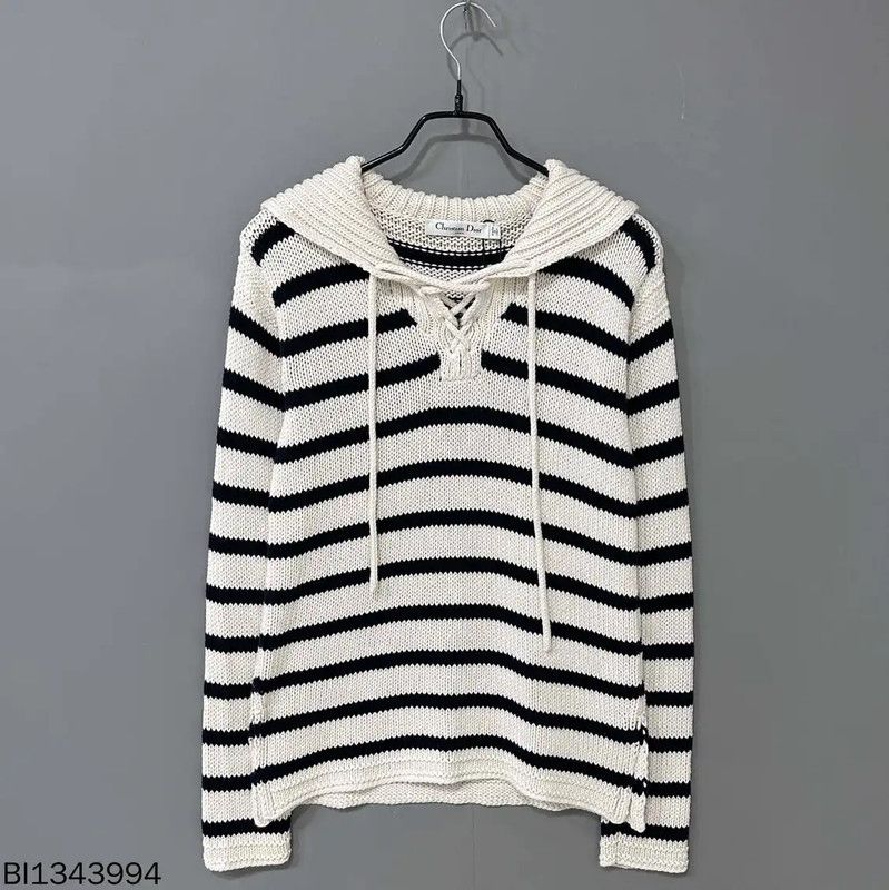 Dior Dior Striped Knit Hooded Pullover Sweater 0089 Size ONE SIZE - 2 Thumbnail