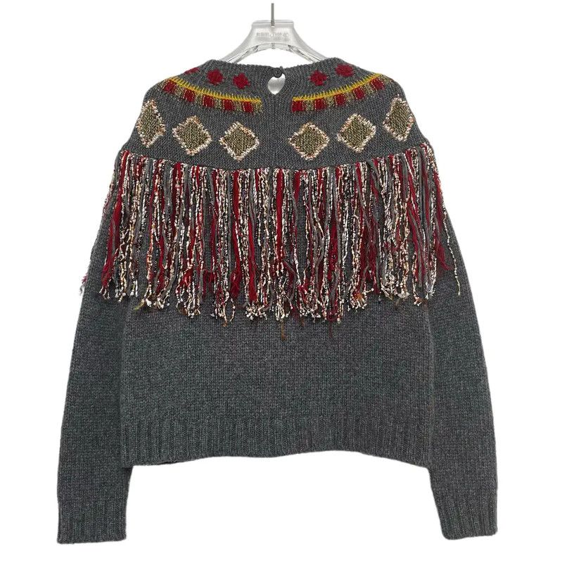 Dior Dior Gray Cashmere Embroidered Sweater 0089 Size S / US 4 / IT 40 - 2 Thumbnail