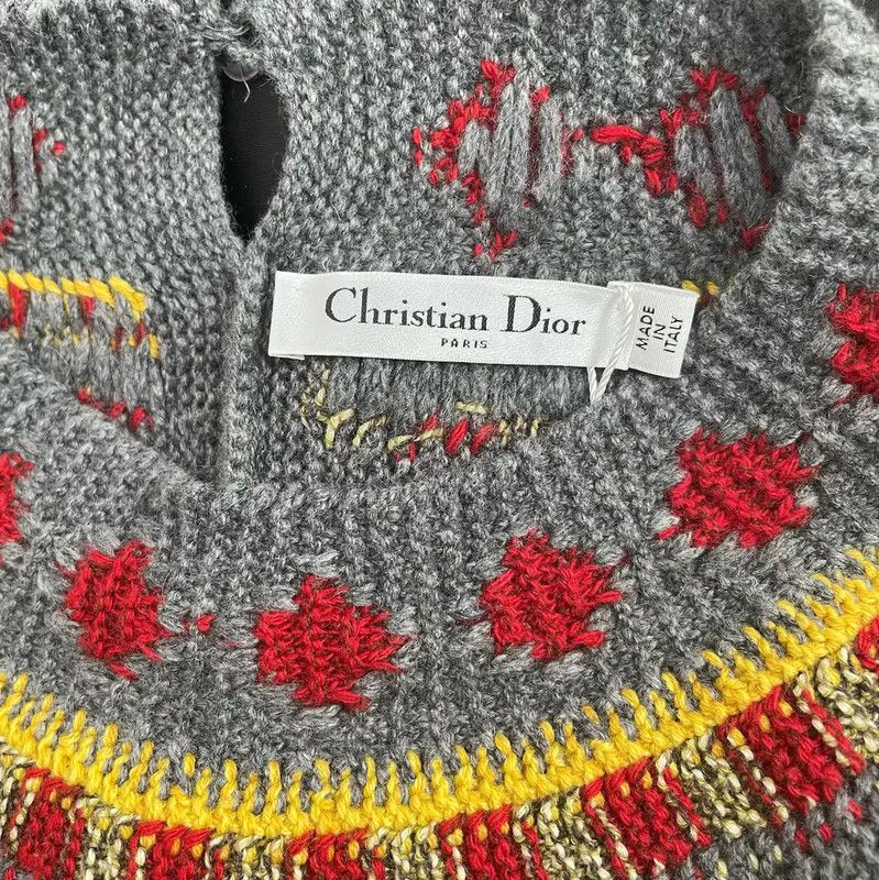 Dior Dior Gray Cashmere Embroidered Sweater 0089 Size S / US 4 / IT 40 - 5 Thumbnail