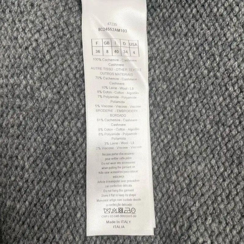 Dior Dior Gray Cashmere Embroidered Sweater 0089 Size S / US 4 / IT 40 - 6 Thumbnail