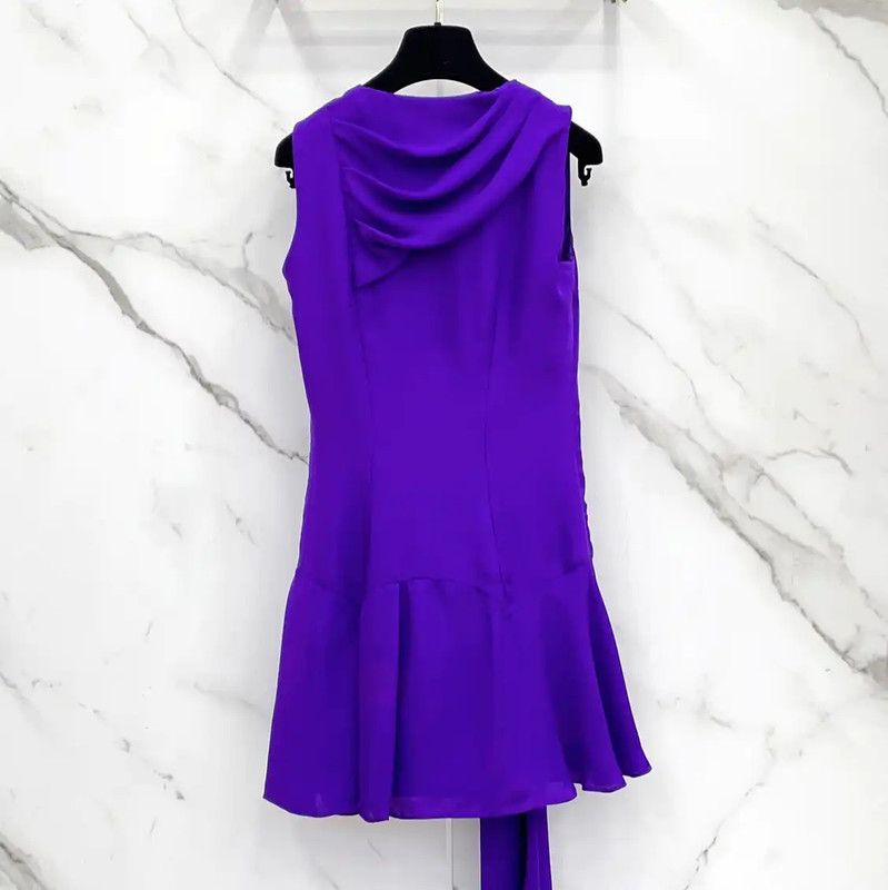 Dior Dior Summer Violet Silk Dress Size S 0089 Size S / US 4 / IT 40 - 2 Thumbnail