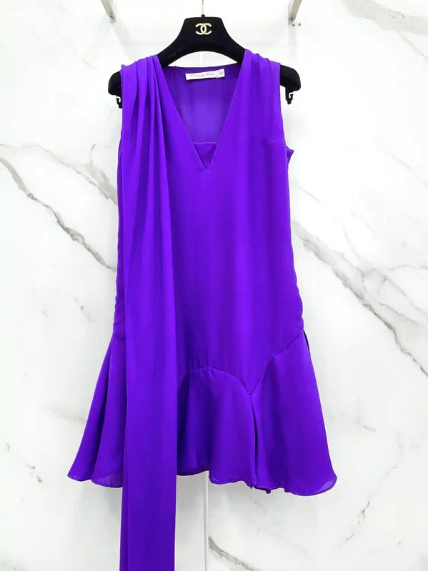 Dior Dior Summer Violet Silk Dress Size S 0089 Size S / US 4 / IT 40 - 5 Thumbnail