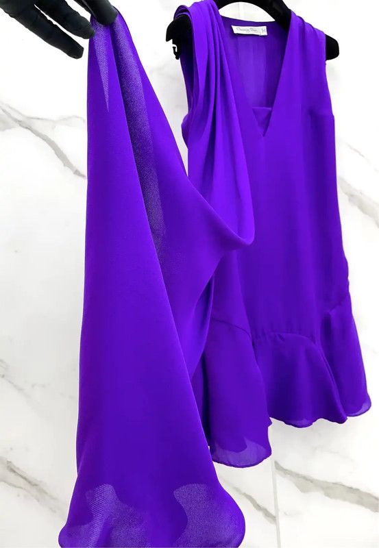 Dior Dior Summer Violet Silk Dress Size S 0089 Size S / US 4 / IT 40 - 7 Thumbnail