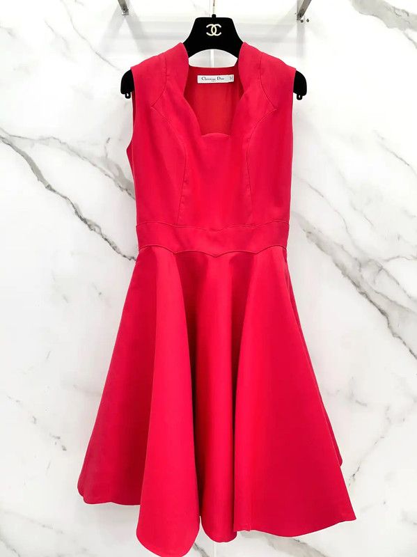Dior Dior Red Cotton Blend Women's Dress 0089 Size S / US 4 / IT 40 - 5 Thumbnail