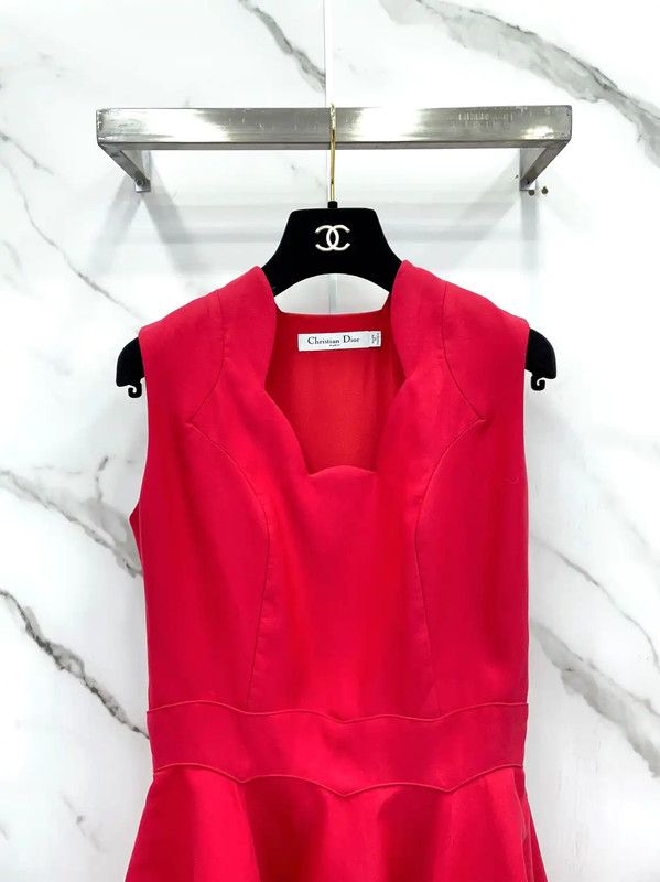 Dior Dior Red Cotton Blend Women's Dress 0089 Size S / US 4 / IT 40 - 4 Thumbnail