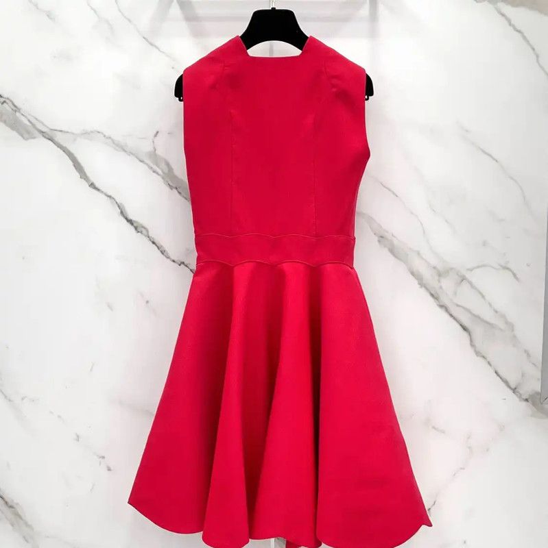 Dior Dior Red Cotton Blend Women's Dress 0089 Size S / US 4 / IT 40 - 2 Thumbnail