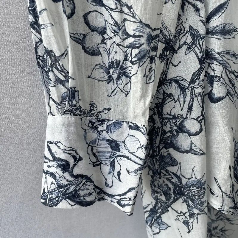 Dior Dior Blue Women's Shirt with Floral Print 0089 Size S / US 4 / IT 40 - 6 Thumbnail