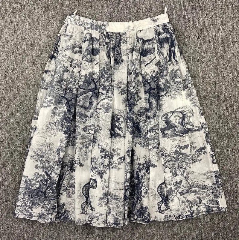 Dior Dior Navy Blue Cotton Midi Skirt 0089 Size 23" - 3 Thumbnail