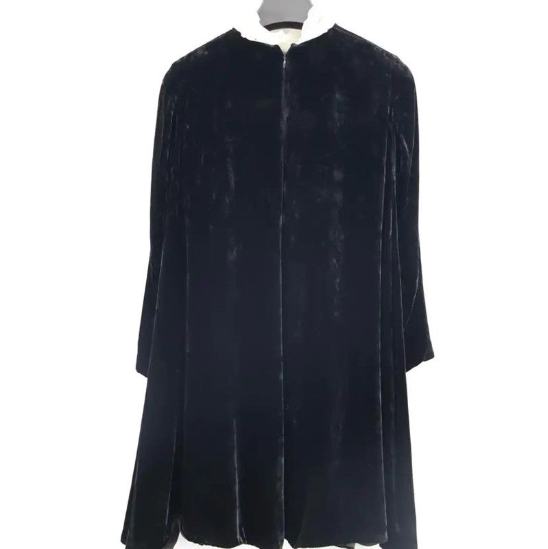 Dior Dior Black Velvet Dress XS with Ruffled Collar 0089 Size XS / US 0-2 / IT 36-38 - 2 Thumbnail