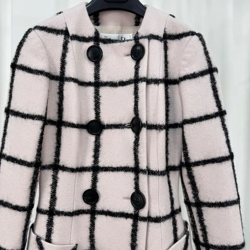Dior Dior Pink Plaid Wool Blend Mid-Length Coat 0089 Size S / US 4 / IT 40 - 3 Thumbnail
