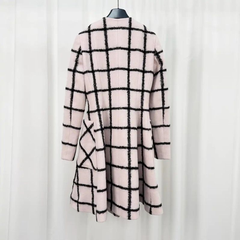 Dior Dior Pink Plaid Wool Blend Mid-Length Coat 0089 Size S / US 4 / IT 40 - 2 Thumbnail