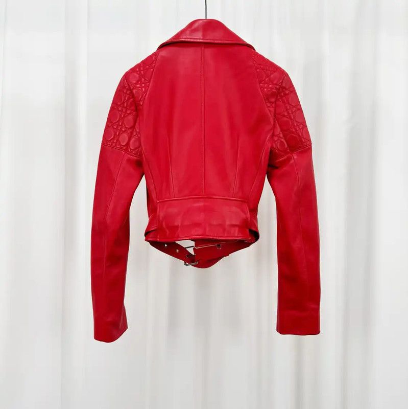 Dior Dior Red Lambskin Logo Women's Jacket 0089 Size S / US 4 / IT 40 - 2 Thumbnail