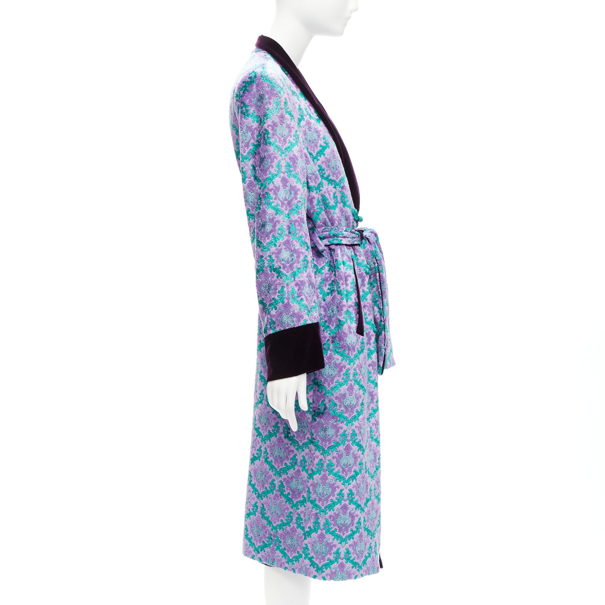 G.V.G.V. G.V.G.V. purple green tapestry jacquard dark velvet belted robe coat FR38 M Size M / US 6-8 / IT 42-44 - 5 Thumbnail