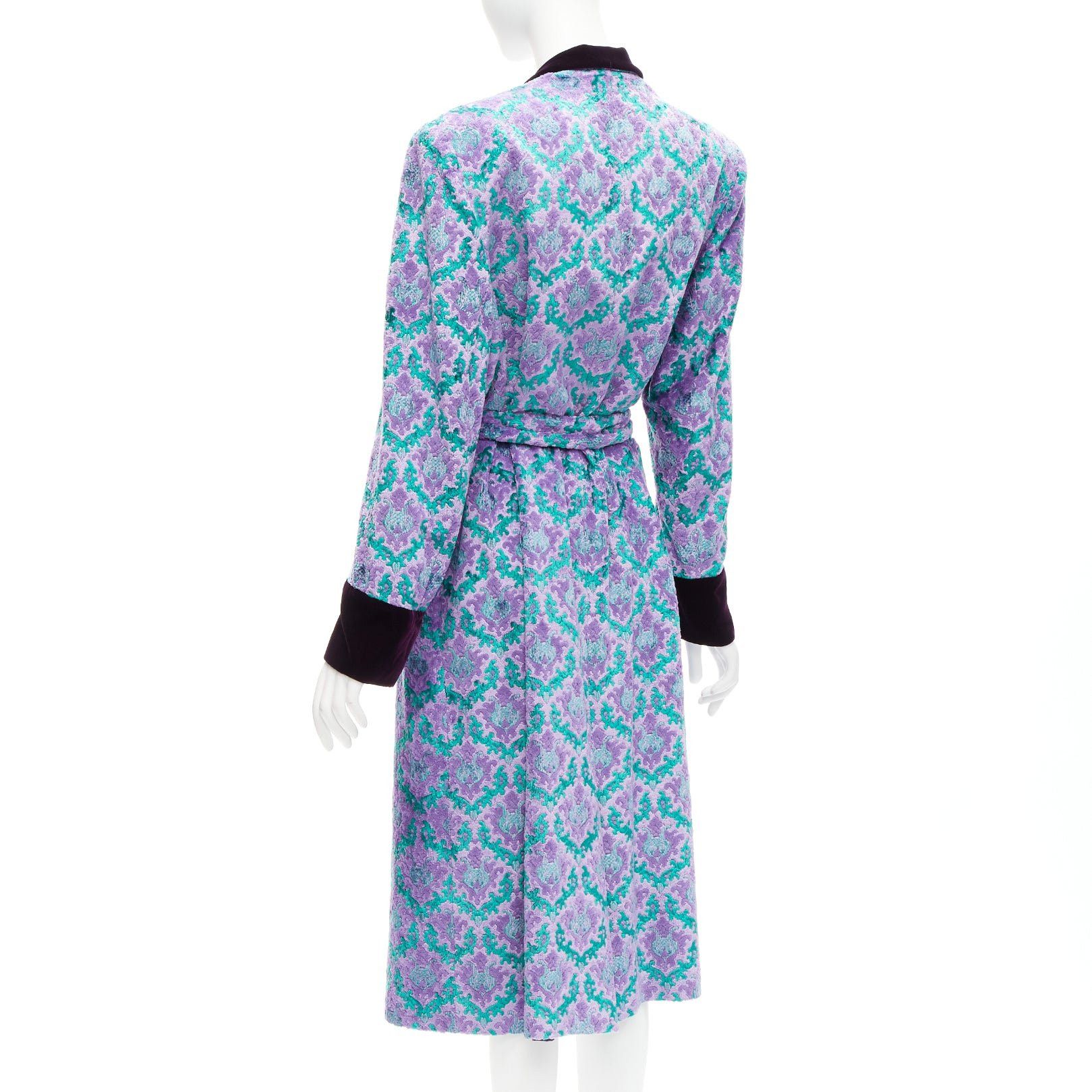 G.V.G.V. G.V.G.V. purple green tapestry jacquard dark velvet belted robe coat FR38 M Size M / US 6-8 / IT 42-44 - 7 Thumbnail