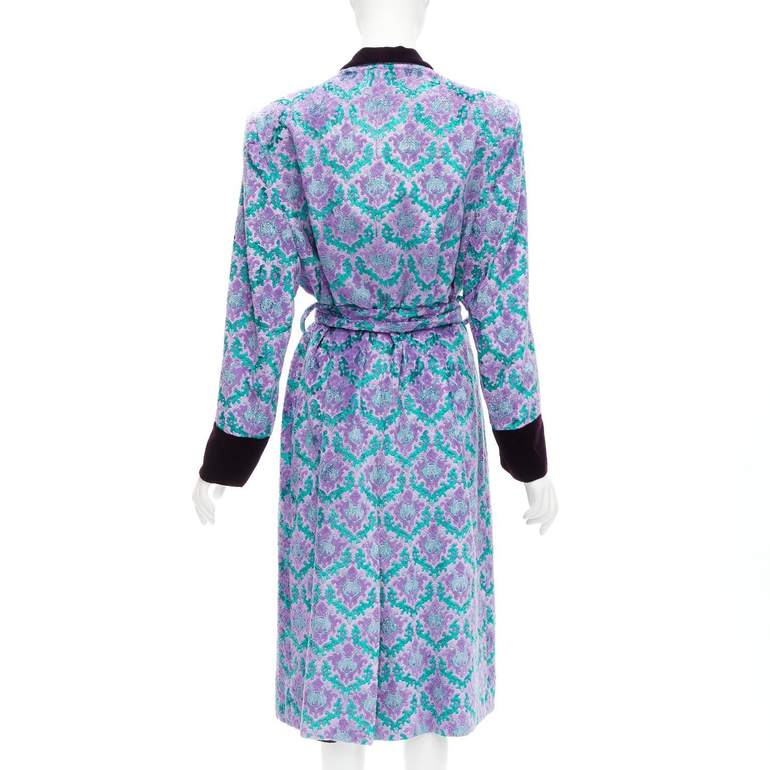 G.V.G.V. G.V.G.V. purple green tapestry jacquard dark velvet belted robe coat FR38 M Size M / US 6-8 / IT 42-44 - 6 Thumbnail