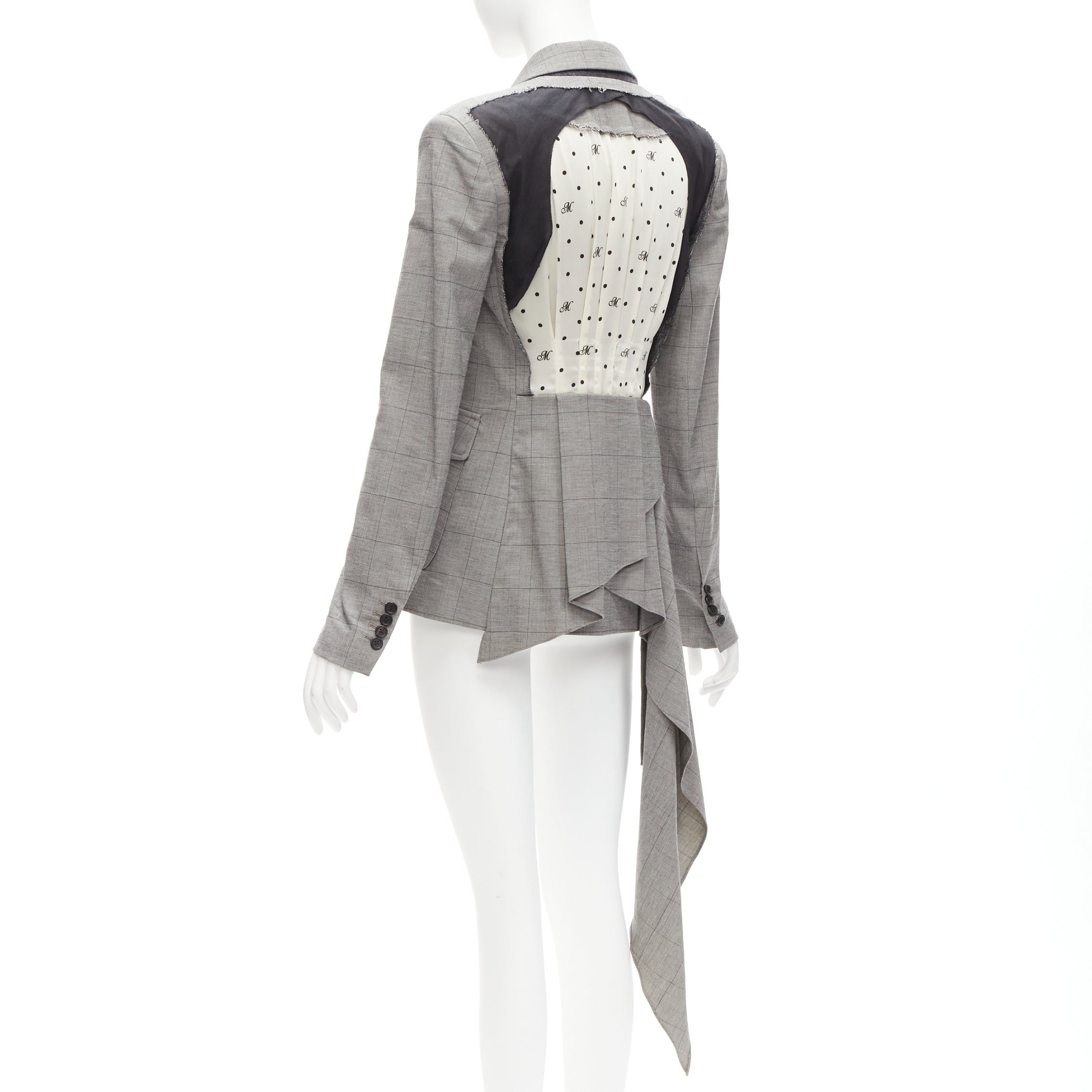 MONSE MONSE grey wool cotton deconstructed draped asymmetric blazer jacket US0 XS Size XS / US 0-2 / IT 36-38 - 6 Thumbnail