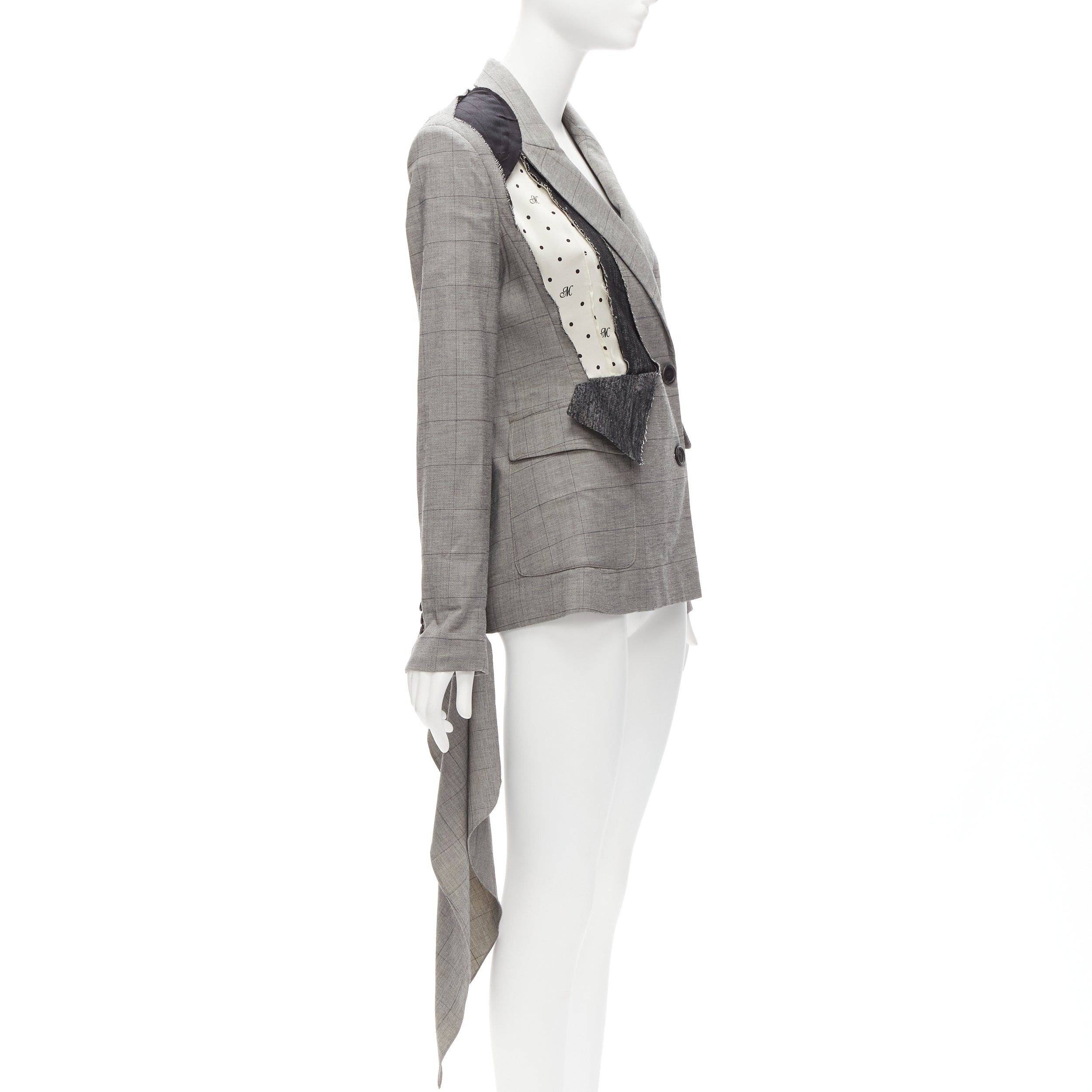 MONSE MONSE grey wool cotton deconstructed draped asymmetric blazer jacket US0 XS Size XS / US 0-2 / IT 36-38 - 3 Thumbnail
