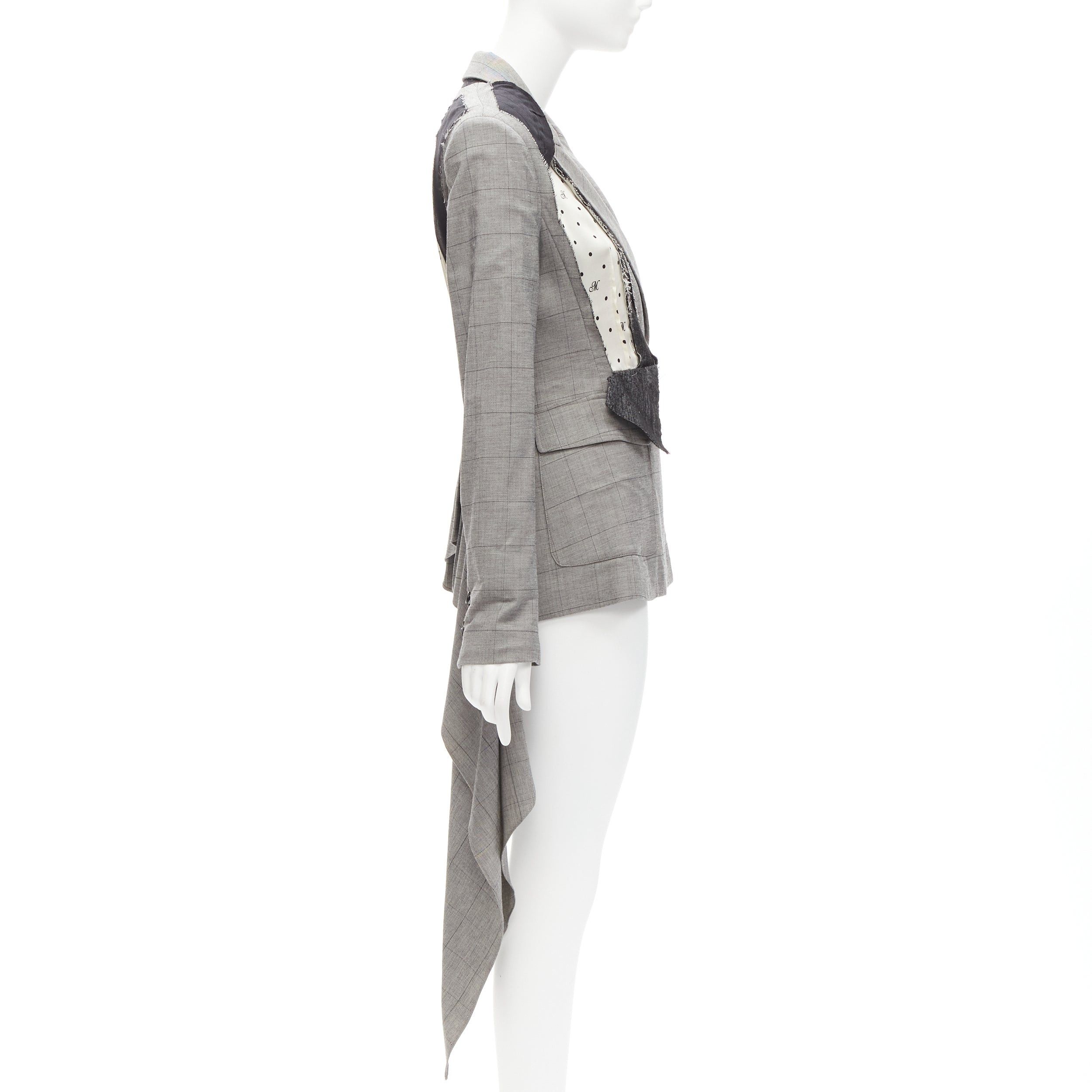 MONSE MONSE grey wool cotton deconstructed draped asymmetric blazer jacket US0 XS Size XS / US 0-2 / IT 36-38 - 4 Thumbnail
