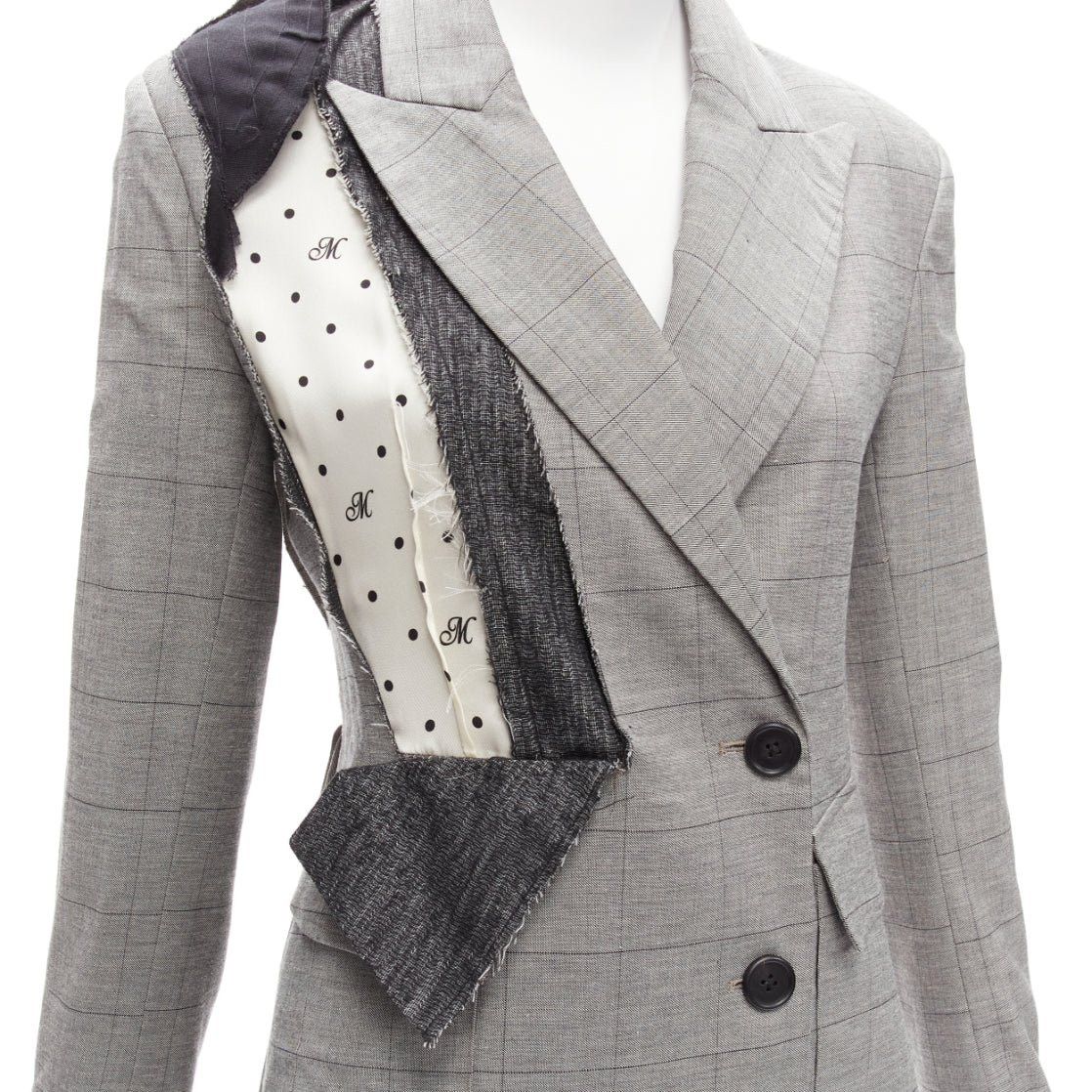 MONSE MONSE grey wool cotton deconstructed draped asymmetric blazer jacket US0 XS Size XS / US 0-2 / IT 36-38 - 7 Thumbnail