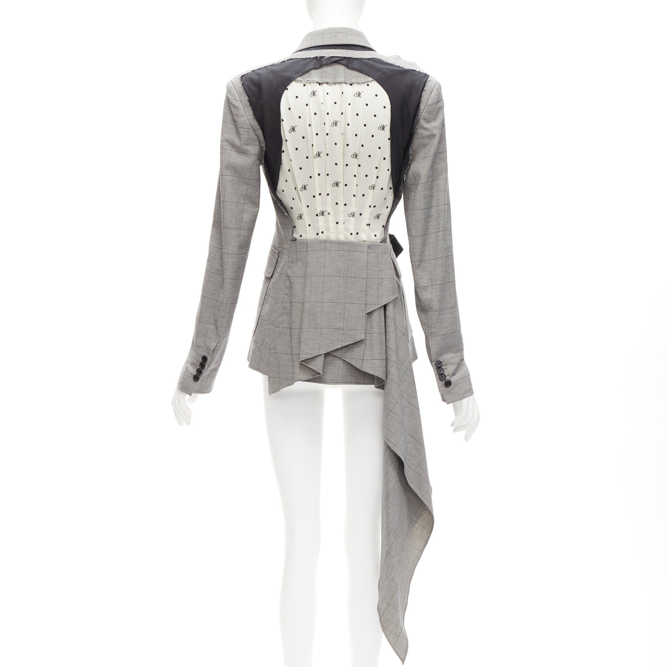 MONSE MONSE grey wool cotton deconstructed draped asymmetric blazer jacket US0 XS Size XS / US 0-2 / IT 36-38 - 5 Thumbnail